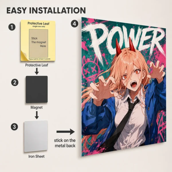 Anime Metal Poster Wall Decor - Chainsaw Power - A - Image 2