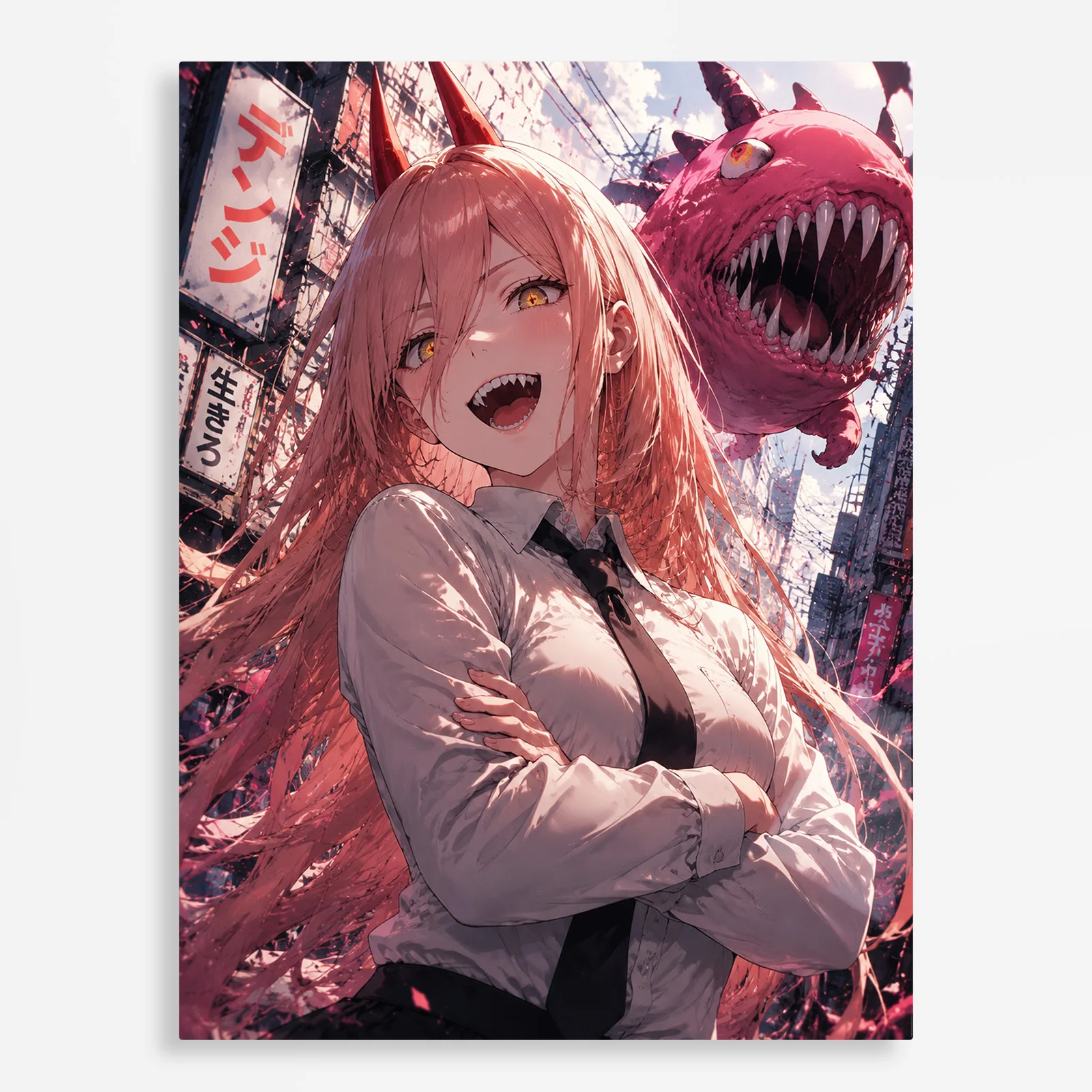 anime metal poster (48) s1 Anime Metal Poster Wall Decor - Chainsaw Power - B - Image 1