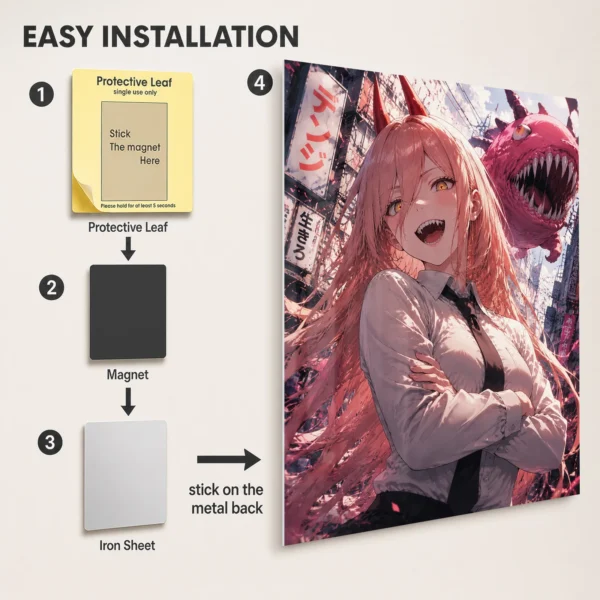 Anime Metal Poster Wall Decor - Chainsaw Power - B - Image 2