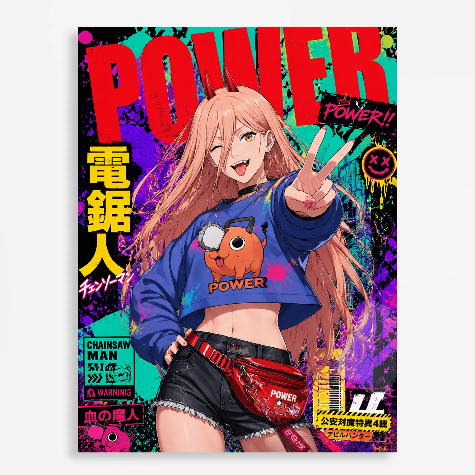 anime metal poster (49) s1 Anime Metal Poster Wall Decor - Chainsaw Power - C - Image 1