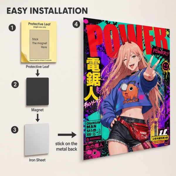 Anime Metal Poster Wall Decor - Chainsaw Power - C - Image 2