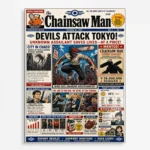 Anime Metal Poster Wall Decor - Chainsaw Newspaper