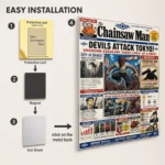 Anime Metal Poster Wall Decor - Chainsaw Newspaper - Image 2