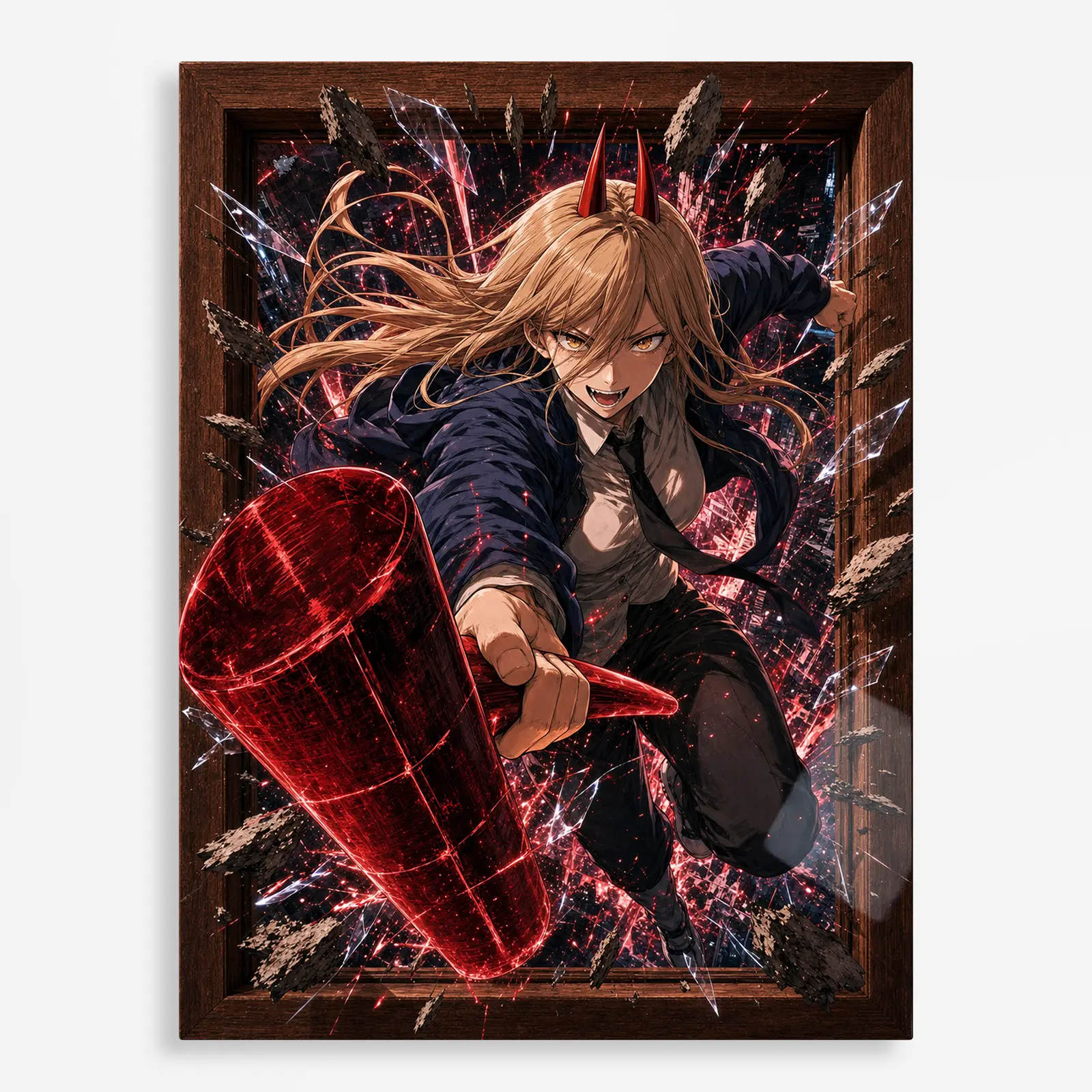 anime metal poster (52) s1 Anime Metal Poster Wall Decor - Chainsaw Power - D - Image 1