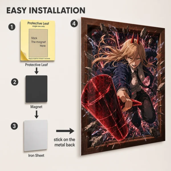 Anime Metal Poster Wall Decor - Chainsaw Power - D - Image 2