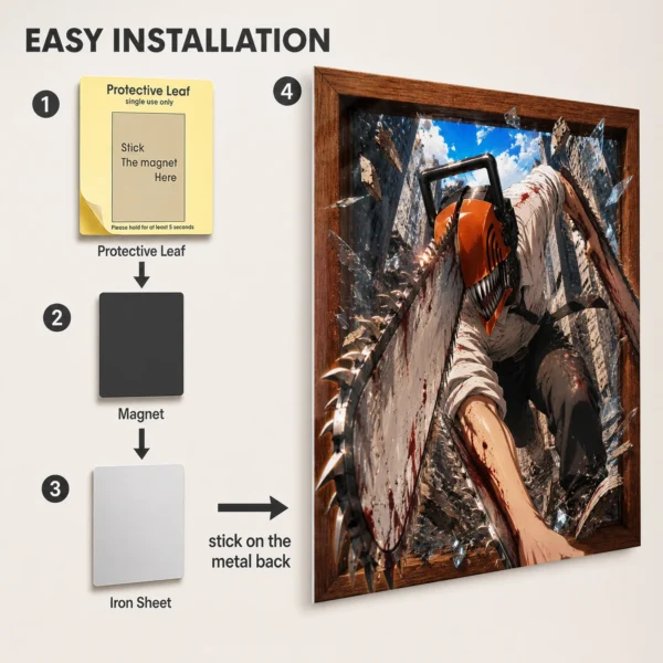 Anime Metal Poster Wall Decor - Chainsaw Power - M - Image 2