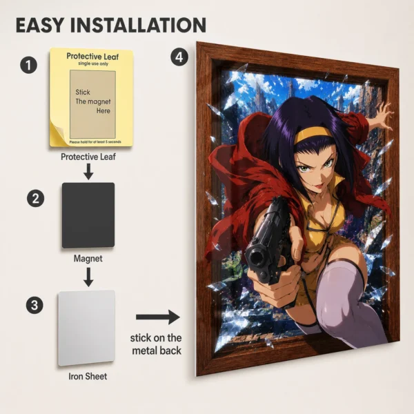 Anime Metal Poster Wall Decor - Cowboy Faye Valentine - Image 2