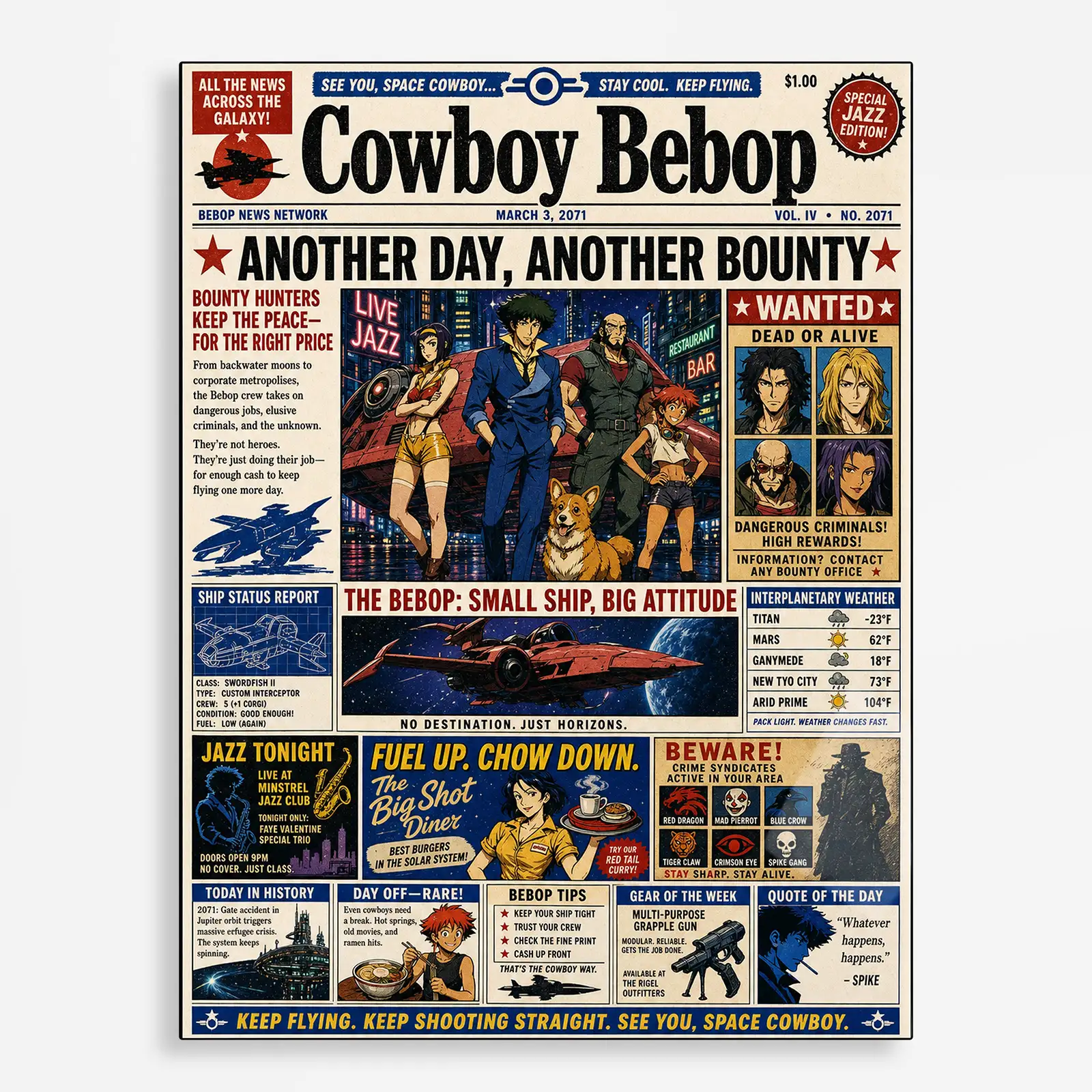 anime metal poster (62) s1 Anime Metal Poster Wall Decor - Cowboy Newspaper - Image 1