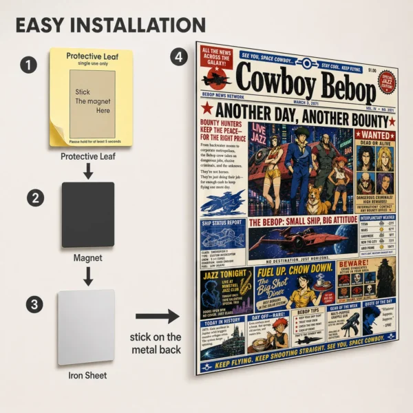 Anime Metal Poster Wall Decor - Cowboy Newspaper - Image 2