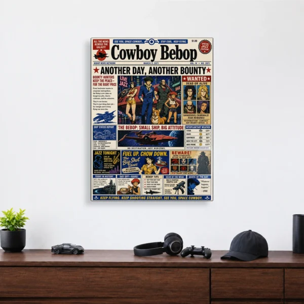 Anime Metal Poster Wall Decor - Cowboy Newspaper - Image 4