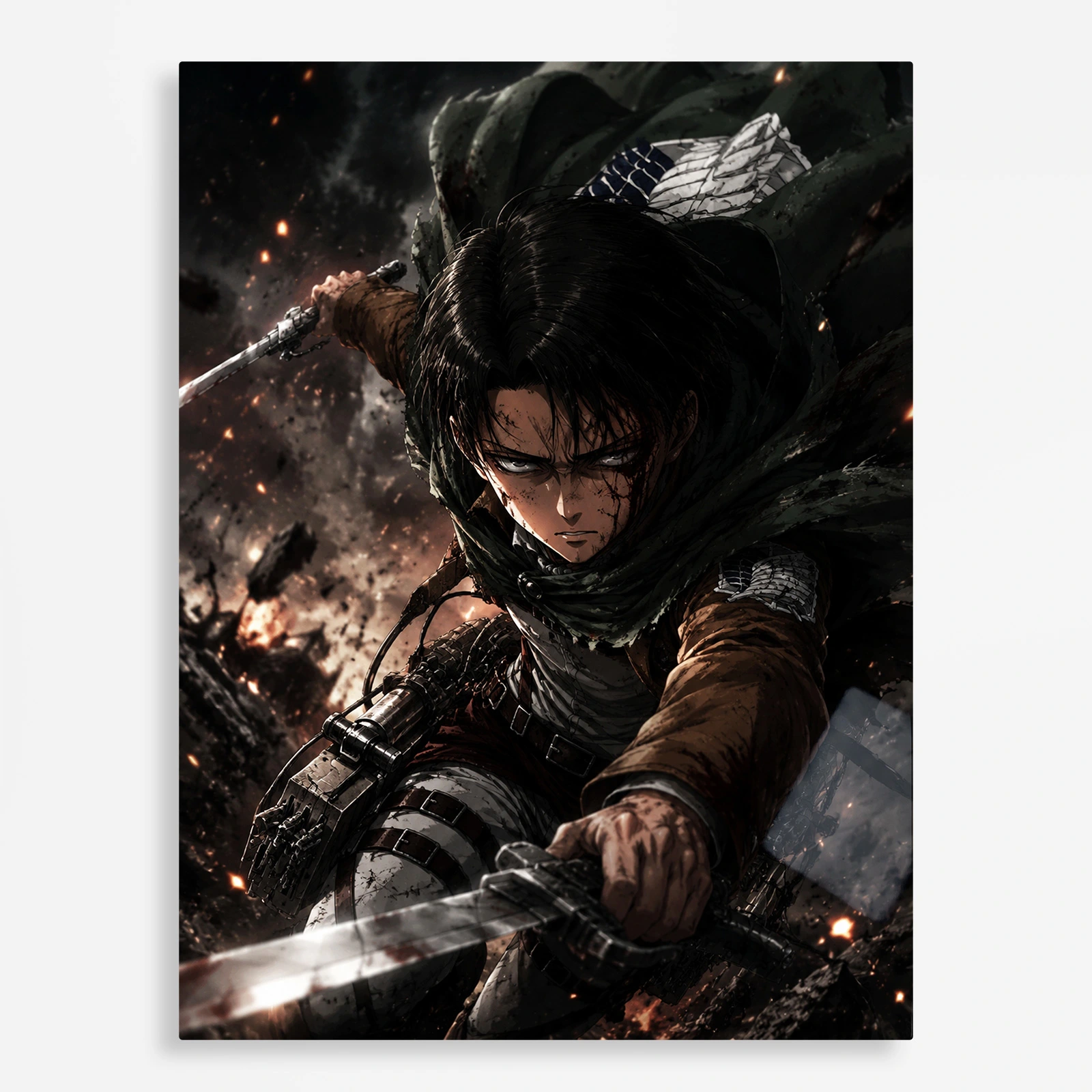 anime metal poster (7) s1 Anime Metal Poster Wall Decor - AOT Levi Ackerman - Image 1