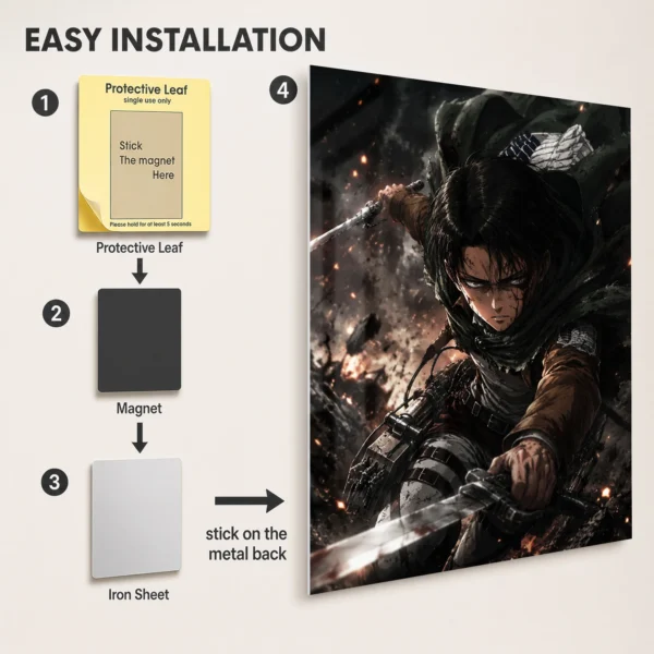 Anime Metal Poster Wall Decor - AOT Levi Ackerman - Image 2