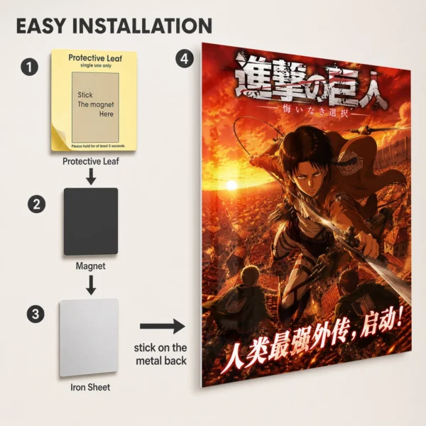 Anime Metal Poster Wall Decor - AOT Levi Ackerman - A - Image 2