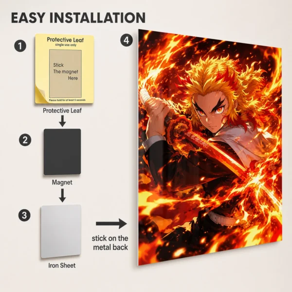 Anime Metal Poster Wall Decor - Slayer Rengoku - Image 2