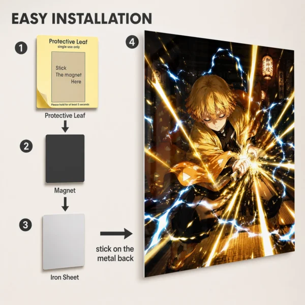 Anime Metal Poster Wall Decor - Slayer Zenitsu - Image 2