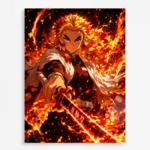 Anime Metal Poster Wall Decor - Slayer Rengoku - A