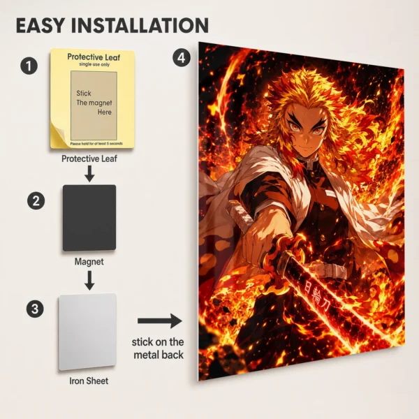 Anime Metal Poster Wall Decor - Slayer Rengoku - A - Image 2