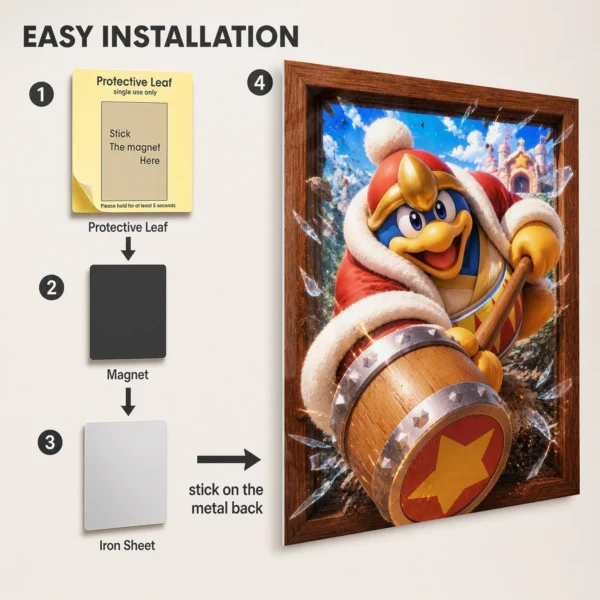Video Game Metal Poster Wall Decor - Pink Hero King Dedede - Image 2