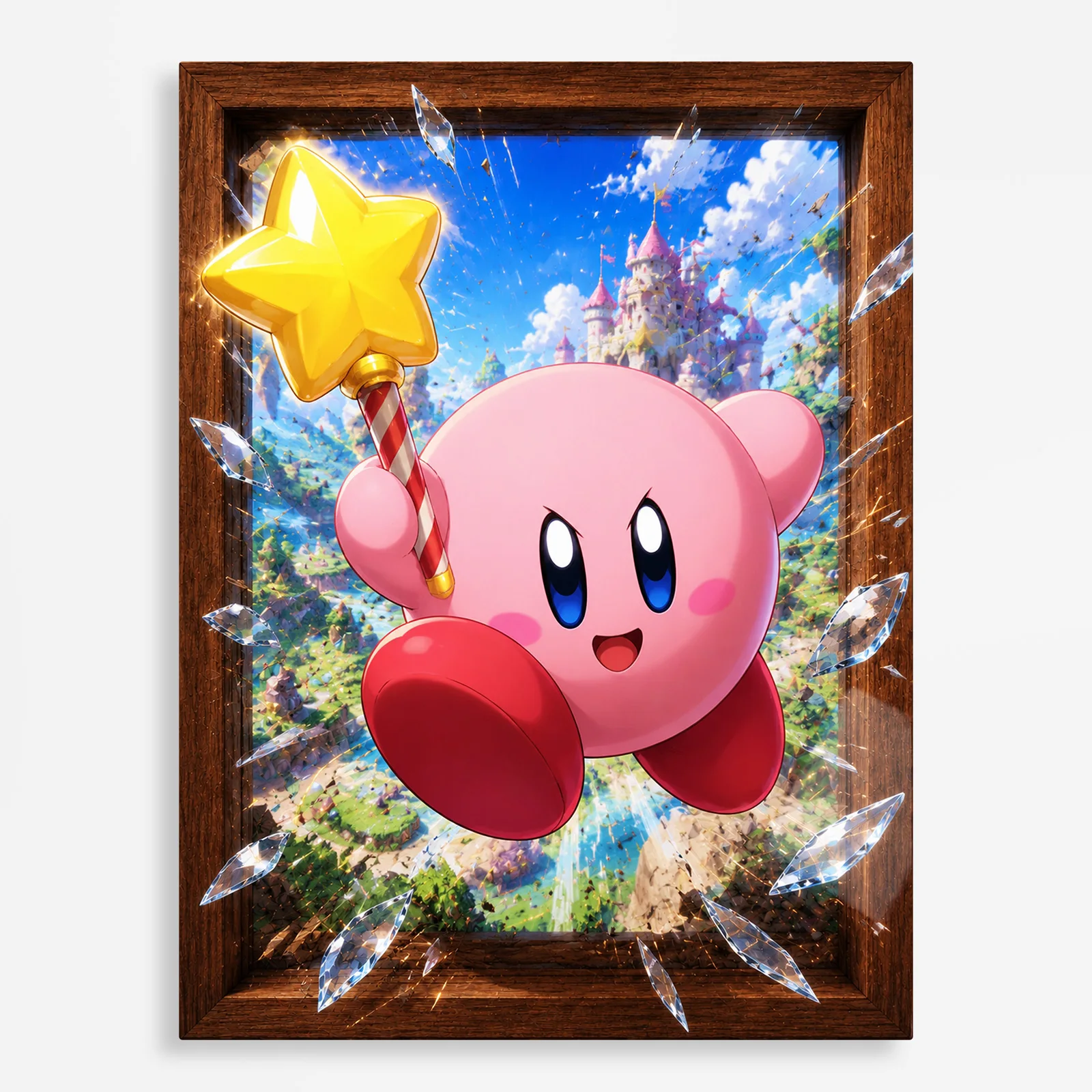 video game metal poster (135) s1 Video Game Metal Poster Wall Decor - Pink Hero Kirby - Image 1