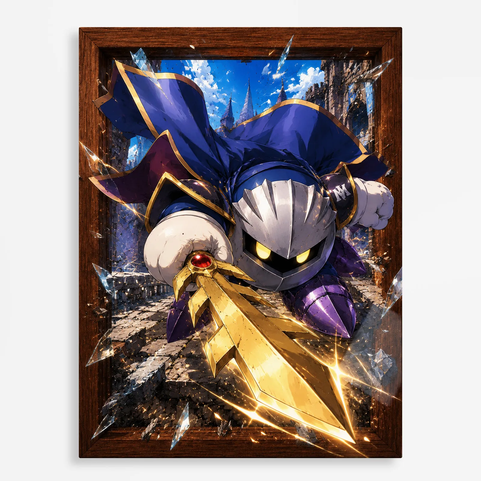 video game metal poster (136) s1 Video Game Metal Poster Wall Decor - Pink Hero Meta Knight - Image 1
