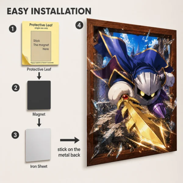 Video Game Metal Poster Wall Decor - Pink Hero Meta Knight - Image 2