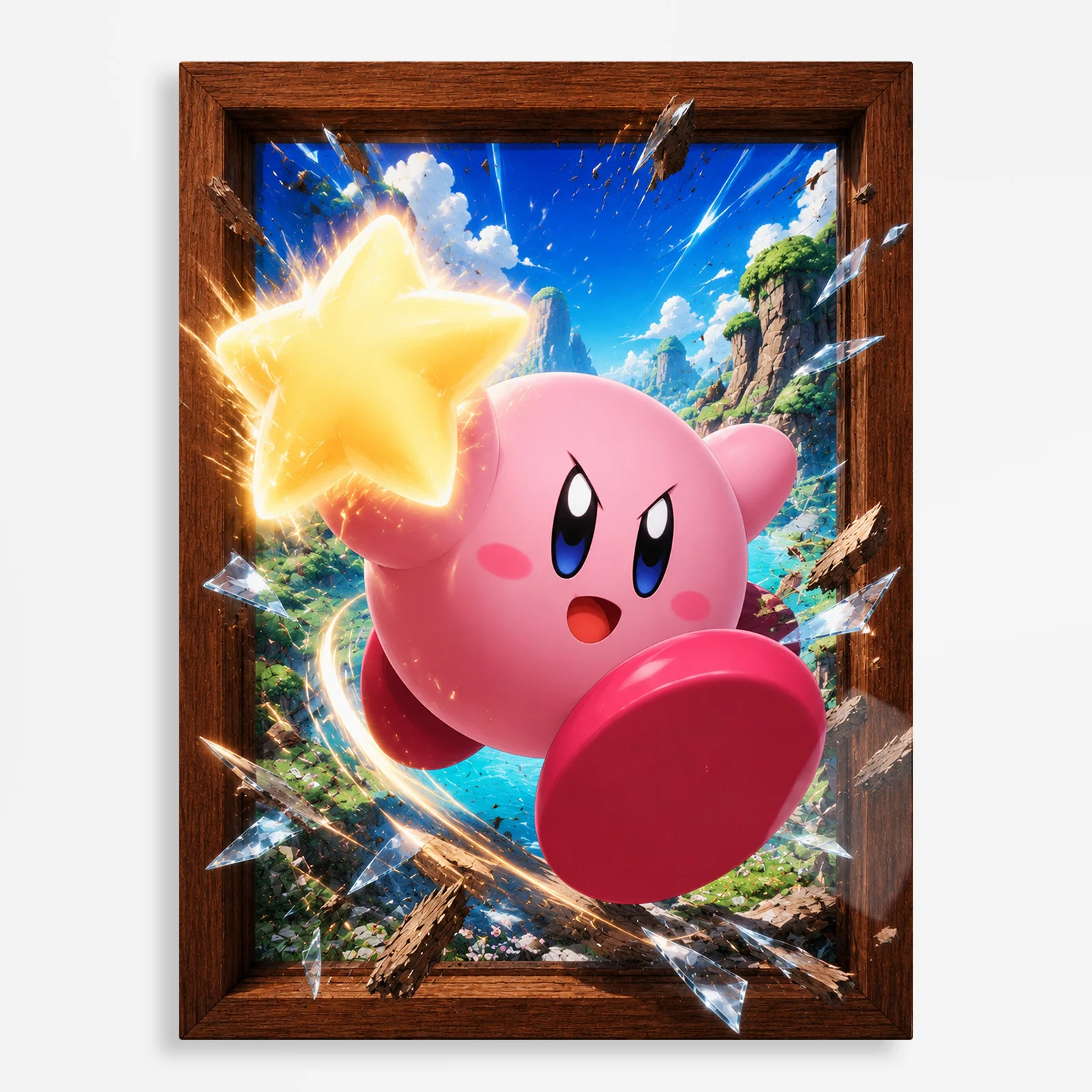 video game metal poster (137) s1 Video Game Metal Poster Wall Decor - Pink Hero Kirby - A - Image 1