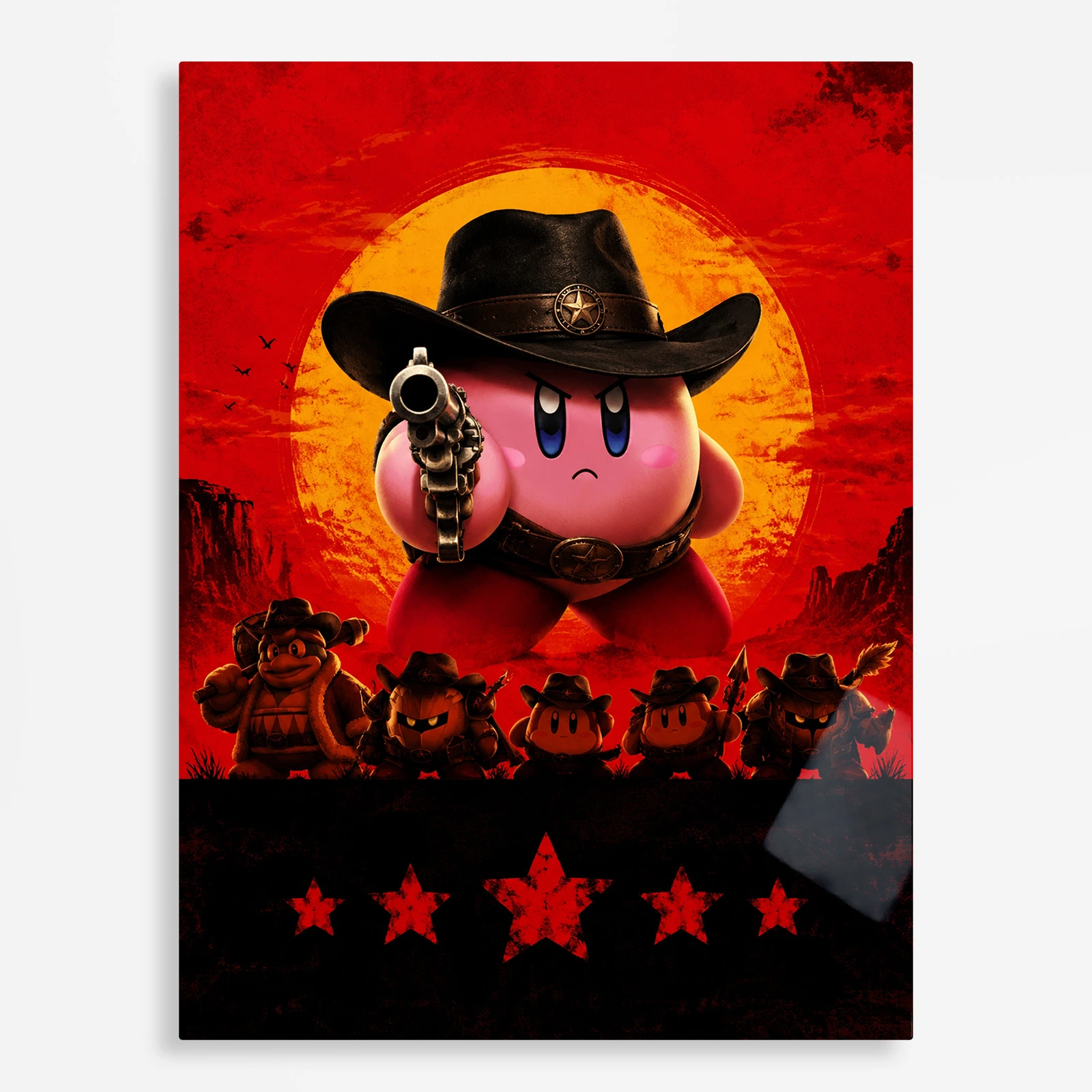video game metal poster (139) s1 Video Game Metal Poster Wall Decor - Pink Hero Kirby - B - Image 1