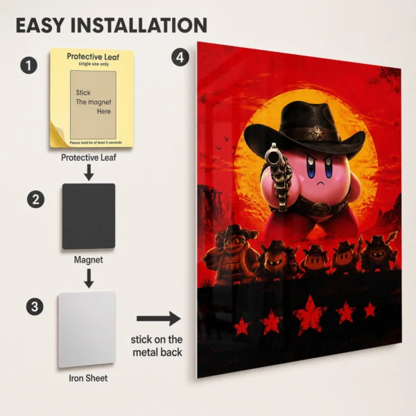 Video Game Metal Poster Wall Decor - Pink Hero Kirby - B - Image 2