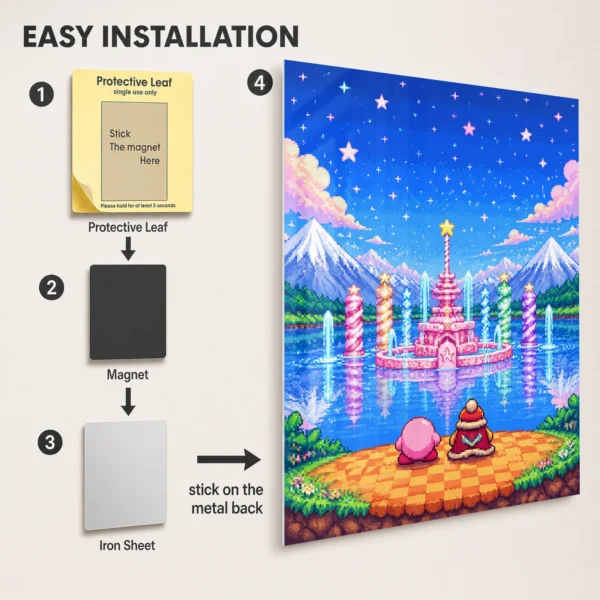 Video Game Metal Poster Wall Decor - Pink Hero Kirby - D - Image 2