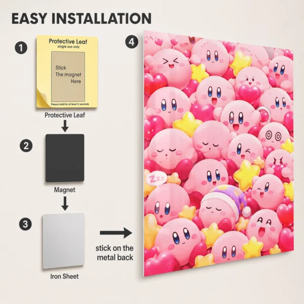 Video Game Metal Poster Wall Decor - Pink Hero Kirby - E - Image 2