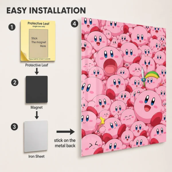 Video Game Metal Poster Wall Decor - Pink Hero Kirby - F - Image 2