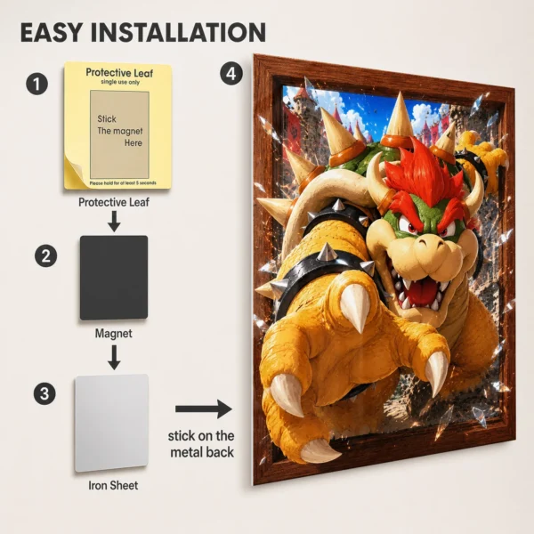 Video Game Metal Poster Wall Decor - SM Bowser - Image 2