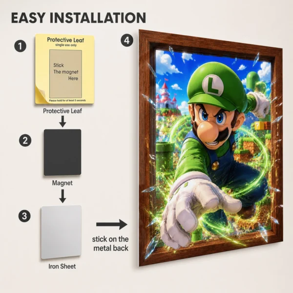 Video Game Metal Poster Wall Decor - SM Luigi - Image 2