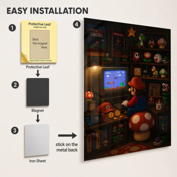 Video Game Metal Poster Wall Decor - SM Mario - A - Image 2