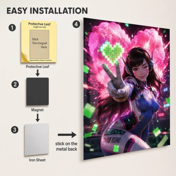 Video Game Metal Poster Wall Decor - OW D.Va - Image 2