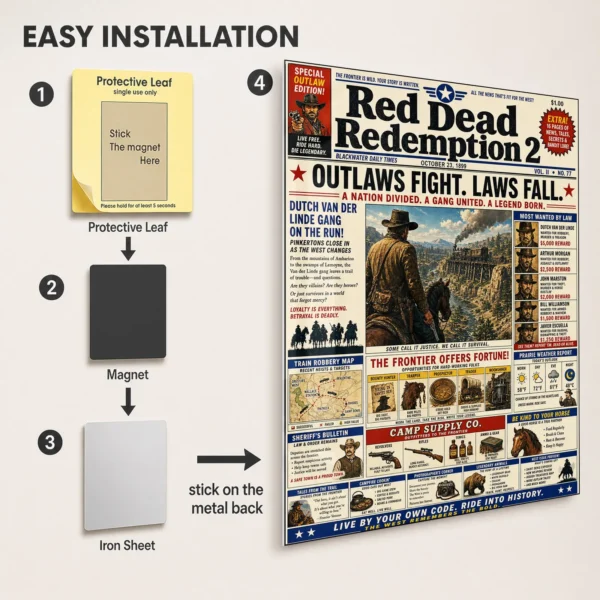 Video Game Metal Poster Wall Decor - RDR 2 - Image 2