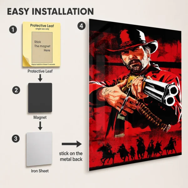 Video Game Metal Poster Wall Decor - RDR 2 John Marston - A - Image 2