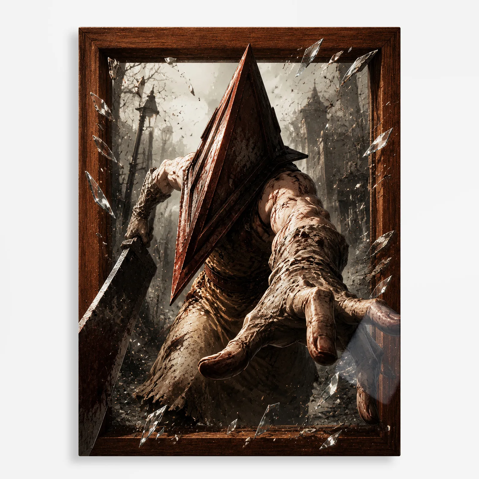video game metal poster (184) s1 Video Game Metal Poster Wall Decor - SH Pyramid Head - Image 1