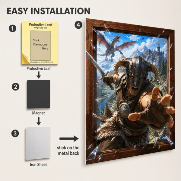 Video Game Metal Poster Wall Decor - TES V: Skyrim Dragonborn - Image 2