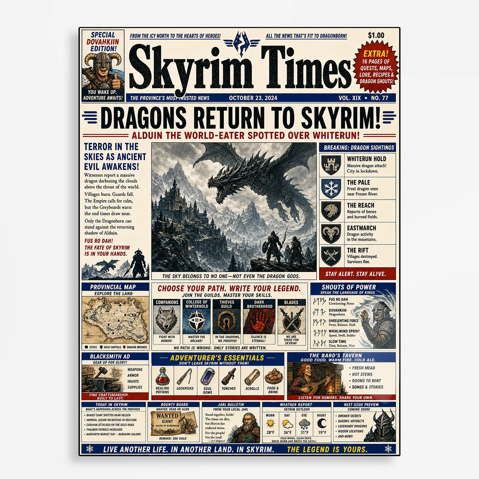 video game metal poster (191) s1 Video Game Metal Poster Wall Decor - TES V: Skyrim - A - Image 1
