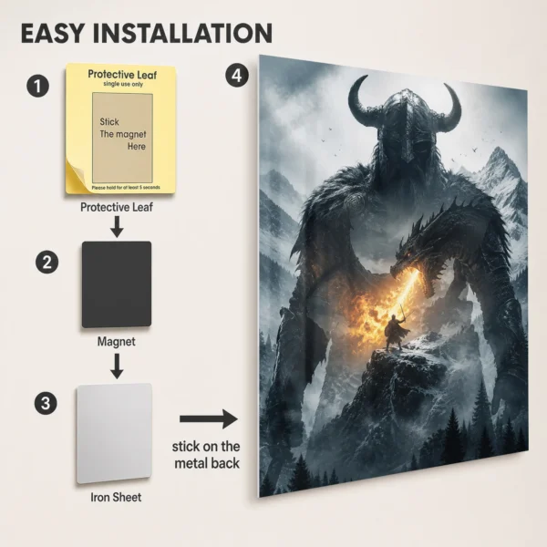 Video Game Metal Poster Wall Decor - TES V: Skyrim Dragonborn - A - Image 2