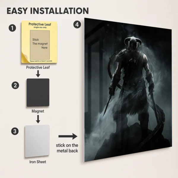 Video Game Metal Poster Wall Decor - TES V: Skyrim Dragonborn - B - Image 2
