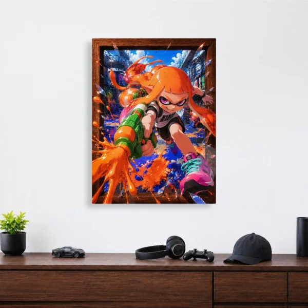 Video Game Metal Poster Wall Decor - Ink Battle Inkling Girl - Image 4