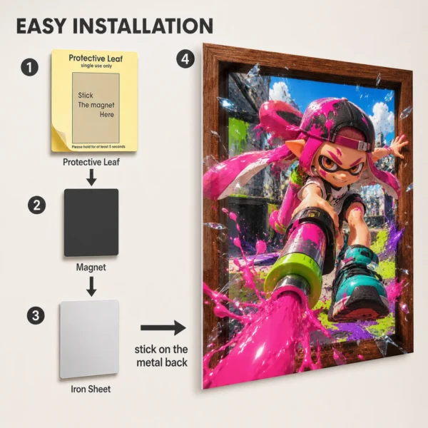 Video Game Metal Poster Wall Decor - Ink Battle Inkling Girl - A - Image 2