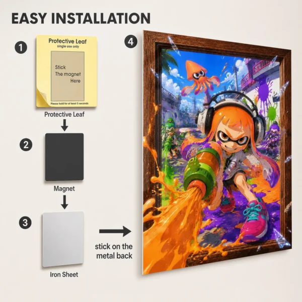 Video Game Metal Poster Wall Decor - Ink Battle Inkling Girl - B - Image 2
