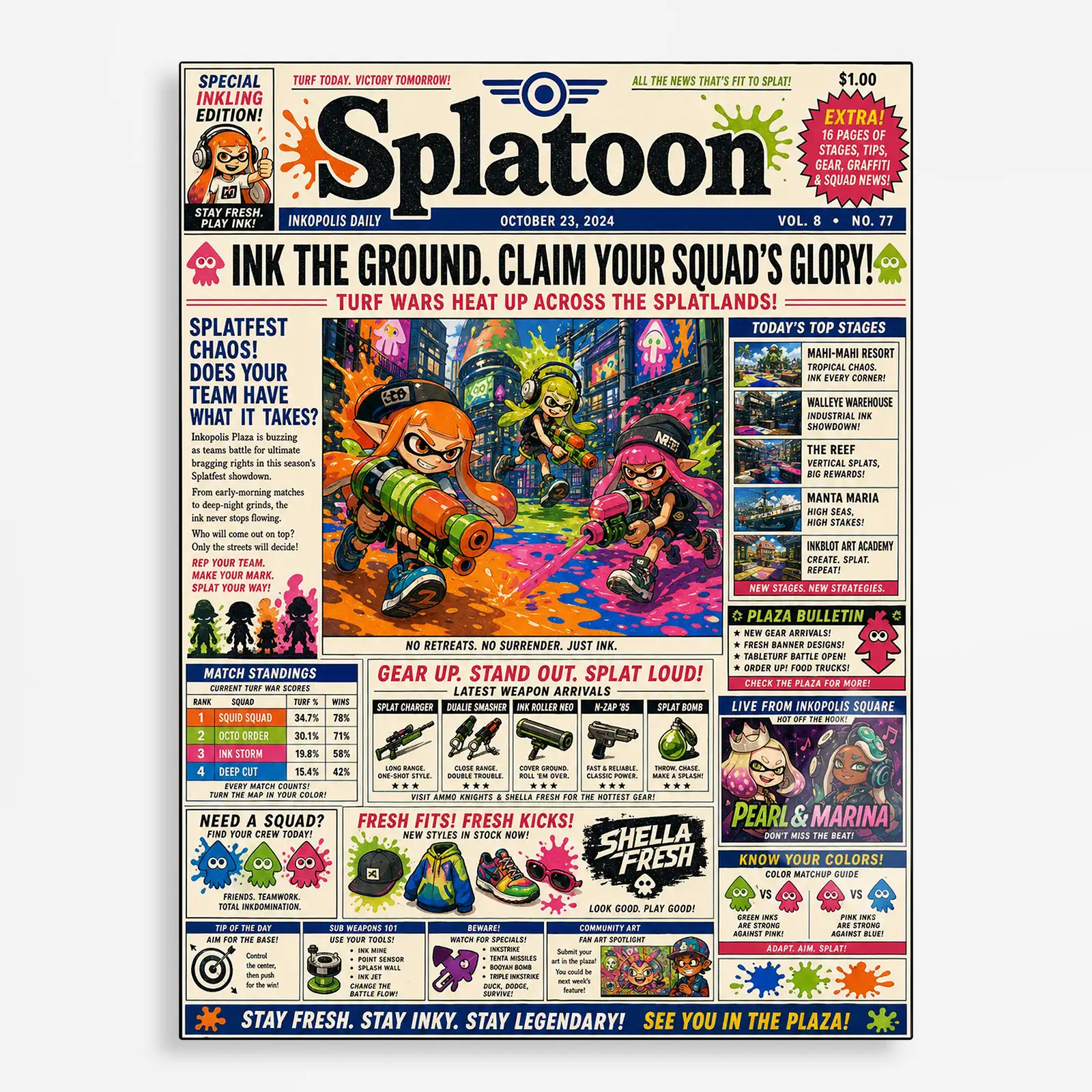 video game metal poster (203) s1 Video Game Metal Poster Wall Decor - Ink Battle - B - Image 1