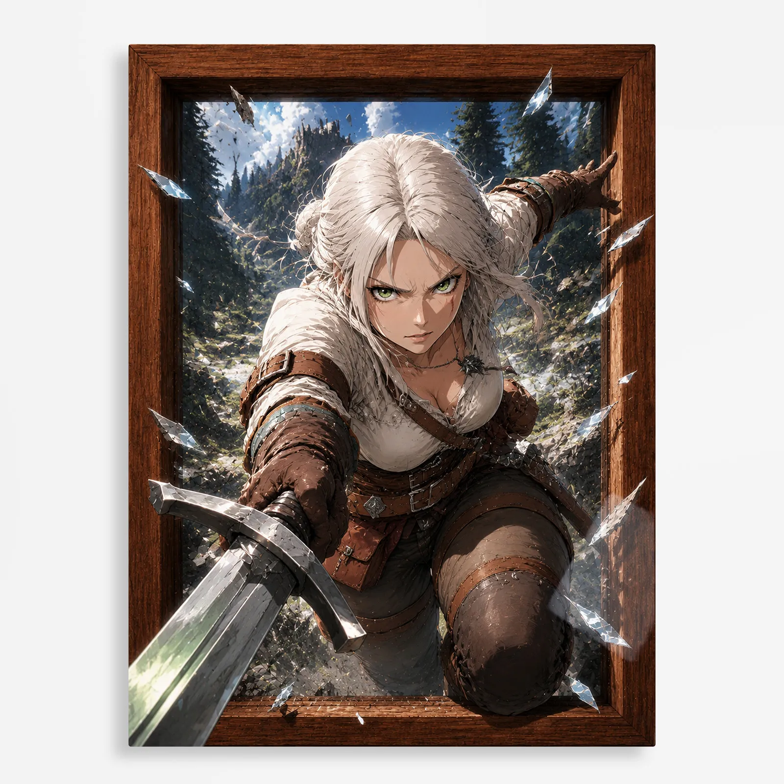 video game metal poster (204) s1 Video Game Metal Poster Wall Decor - TW3 Wild Hunt Ciri - Image 1