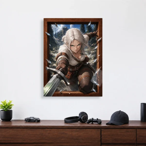 Video Game Metal Poster Wall Decor - TW3 Wild Hunt Ciri - Image 4