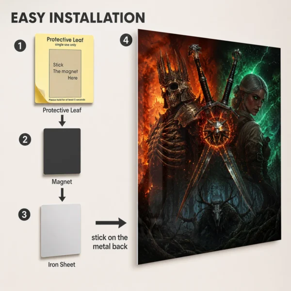 Video Game Metal Poster Wall Decor - TW3 Wild Hunt Geralt of Rivia - B - Image 2