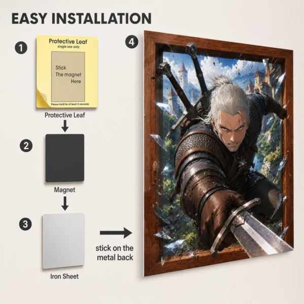 Video Game Metal Poster Wall Decor - TW3 Wild Hunt Geralt of Rivia - D - Image 2